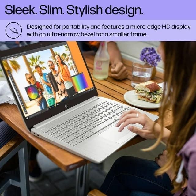 HP 14 Premium HD Portable Laptop Computer Students Business, Quad-Core Intel Celeron Processor, 8GB RAM, 256GB Storage(128GB eMMC+128GB Ghost Manta SD Card), 1 Year Office 365, HDMI, Win 11