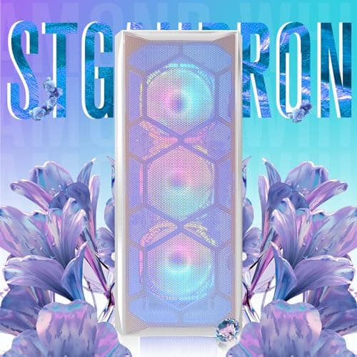 STGAubron Gaming Desktop, Radeon RX 590 8G GDDR5, Intel Xeon E5 2.5G up to 3.3G, 32G Memory, 1T SSD, 600M WiFi, BT 5.0, RGB Fan x 6, RGB Mouse Pad, Windows 10 Home, White
