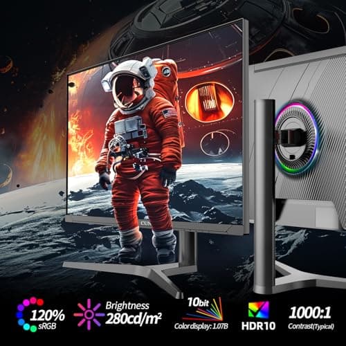32 Inch 4K 144Hz Gaming Monitor, UHD Fast IPS Panel, 1ms GTG, sRGB 120%, Freesync & G-Sync, DisplayPort, HDMI 2.1, Built-in Dual Speakers, Support PS5 120Hz VRR, VESA, Height/Vertical Adjustment
