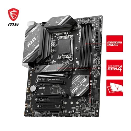 MSI B760 Gaming Plus WiFi V1 Motherboard, ATX - Supports Intel 14th, 13th & 12th Gen Core Processors, LGA 1700 - DDR5 Memory Boost 6800+MHz/OC, 2 x PCIe 4.0 x16, 2 x M.2 Gen4, 2.5G LAN, Wi-Fi 6E