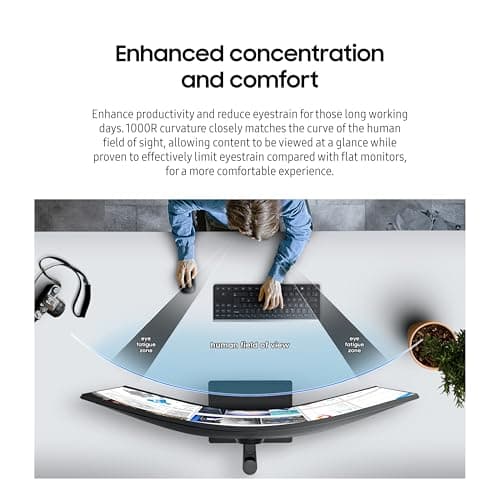 SAMSUNG Viewfinity S65UA Series 34-Inch Ultrawide QHD Curved Monitor, 100Hz, USB-C, HDR10 (1 Billion Colors), Height Adjustable Stand, TUV-certified Intelligent Eye Care (LS34A654UBNXGO),Black