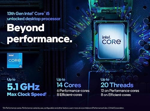 Intel Core i5-13600K Desktop Processor 14 cores (6 P-cores + 8 E-cores) 24M Cache, up to 5.1 GHz