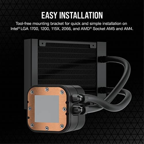 Corsair H60x RGB Elite Liquid CPU Cooler - 16 Dynamic RGBLEDs - SP120 Elite Series PWM Fan with AirGuide Technology - Intel® LGA 1700, 1200, 115X, 2066, AMD® AM5/AM4 Sockets - Black