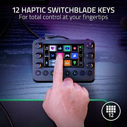 Razer Stream Controller: All-In-One Keypad for Streaming - 12 Haptic Switchblade Keys - 6 Tactile Analog Dials - 8 Programmable Buttons - Designed for PC & Mac Compatibility