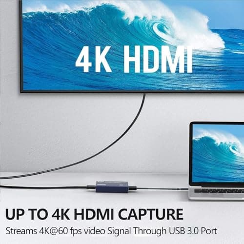 4K Capture Card Gray for Streaming, Recording & Gaming – HDMI Video Capture Device with USB 3.0, 1080p 60fps, Zero Latency for PS5, Xbox, Switch, OBS, PC, Mac – Plug & Play, No Driver Needed