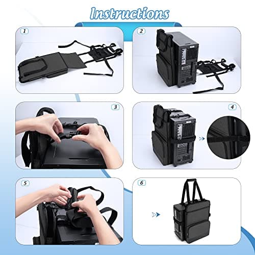 Trunab PC Tower Carrying Strap with Handle, Desktop Carrying Case with Pockets for Keyboard, Cable and Computer Accessories, Ideal for Transporting On The Go (Patented Design)