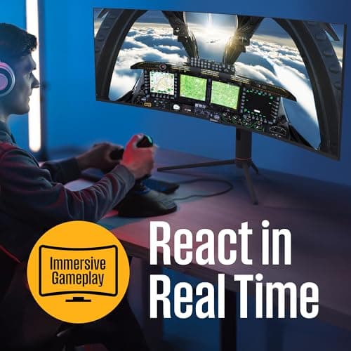Westinghouse 49 Inch Curved Ultrawide Gaming Monitor, 144Hz, AMD FreeSync Support, Low Motion Blur, R1800 Curve, 3840x1080, for PC Games with Built in Speakers, 2X DisplayPort, 2X HDMI