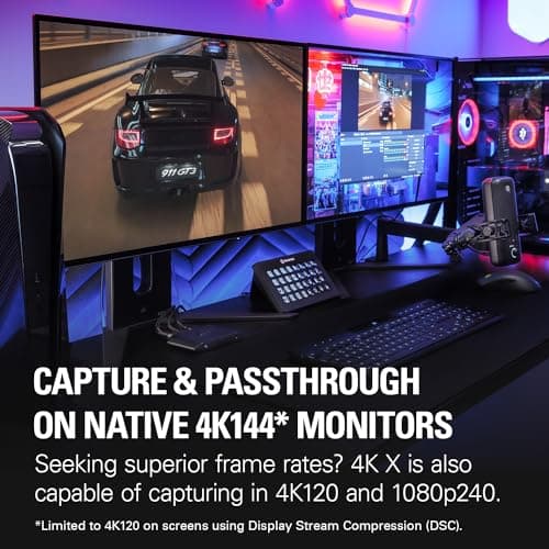Elgato 4K X – Capture Up to 4K144 with Ultra-Low Latency on PS5|Pro, Xbox Series X|S, Nintendo Switch 2, OBS and More, HDMI 2.1, VRR, HDR10, USB 3.2 Gen 2, for Streaming & Recording, PC|Mac|iPad