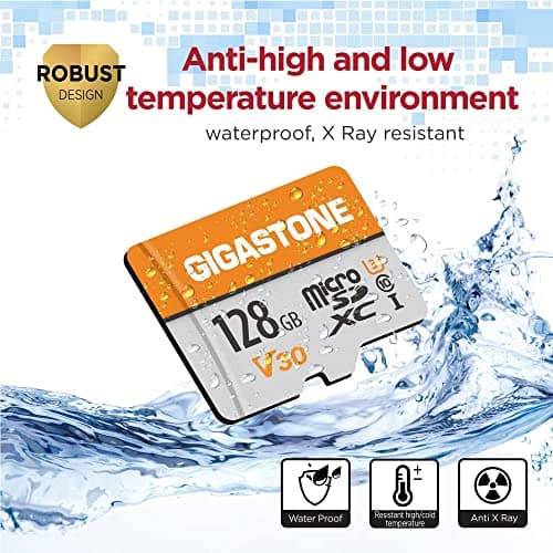GIGASTONE 128GB 2-Pack Micro SD Card, 4K Video Pro, Compatible with GoPro, Security Camera, Dash cam, Drone, 95MB/s MicroSDXC Memory Card UHS-I V30 Class 10, with 2 SD Adapter