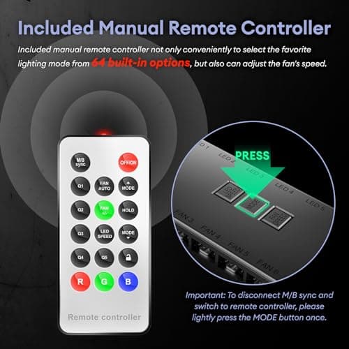 RGB Fans 5 Pack, 4-Pin PWM & 3-Pin Addressable RGB, 120mm Air Series Fans (Included ARGB Controller Hub & Remote)