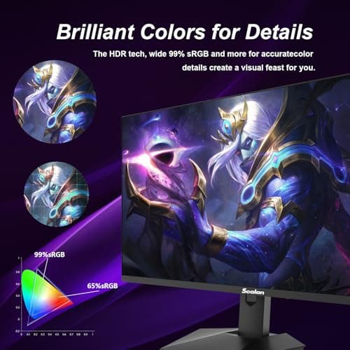 27inch Gaming Monitor - 1ms 380Hz 1080p Flat, HDR10 Height/Tilt/Swivel/Pivot Adjustable RGB Anti-Glare Display, HDMI/DP, FreeSync, G-Sync, 300 cd/m² Bright LEDs