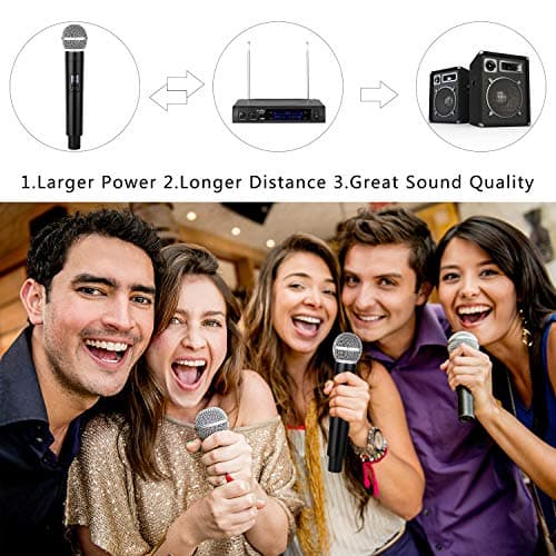 MicrocKing Wireless Microphone System Dynamic Handheld Microphones,150 Ft Operating Range,16 Hours Continuous Use,Ideal for Karaoke, Party, DJ, Church, Wedding, Indoor/Outdoor Activities