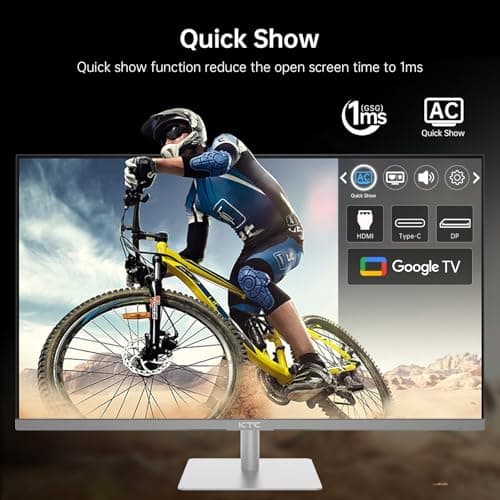 32 Inch 4K Smart Monitor with Google TV System 3840 * 2160P Netflix Licensed Type C 65W PD Speakers 5W*2 Dolby Audio Hey Google Voice Remote HDR WiFi Bluetooth VESA Tiltable 32 in Smart TV