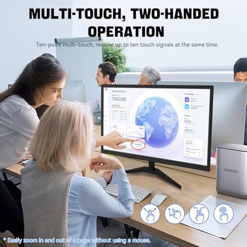 22" Touchscreen Monitor IPS FHD 1920x1080P PC Monitor, 10-Point Touch Screen Computer Display with HDMI VGA Ports, Built-in Speakers, VESA Wall Mountable, Black