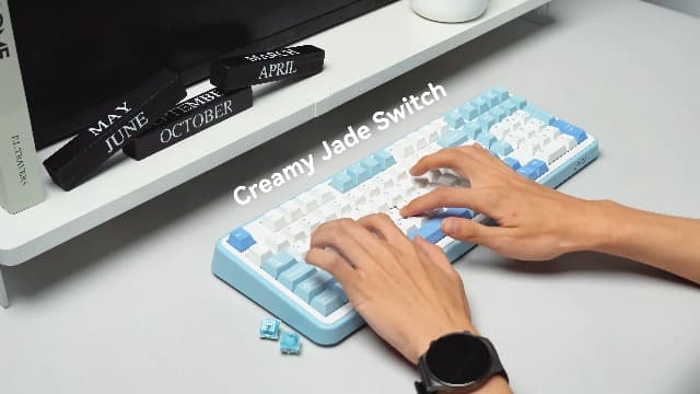 EPOMAKER TH99 Tri-Mode Wireless Mechanical Keyboard with 8000mAh Battery, Hot Swappable Custom RGB Gaming Keyboard with Numpad, Gasket Creamy for PC/Mac/Office (Blue&White)