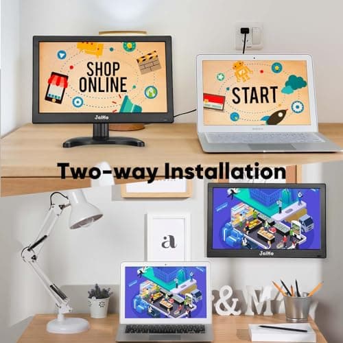 JaiHo 13.3 Inch Small HDMI Monitor 1920×1080 Resolution 60Hz HD IPS Display Screen, 16:9 Security Monitor for Gaming CCTV Security Camera Raspberry Pi PC, Built-in Speaker, Black