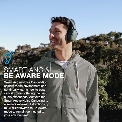 JLab JBuds Lux ANC Wireless Headphones, Sage, Hybrid Active Noise Cancelling, Customizable Sound, Spatial Audio Compatible, Premium Over-Ear Bluetooth Headset