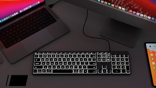 Macally Backlit Mac Keyboard - Quiet, Sleek, and Functional - 3 Brightness Levels, 107 Keys, 5ft USB Wired - Apple Keyboard - Backlit Wired for Mac, iMac, MacBook Pro/Air - Space Gray