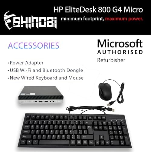 HP EliteDesk 800 G4 Mini PC | Intel Core i5-8500T | 16GB RAM | 512GB NVME | Windows 11 Pro | Wi-Fi | New 24in Monitor | Mini Desktop Computer (Renewed) (PC Plus Monitor)