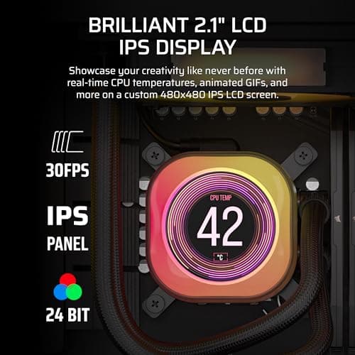 CORSAIR iCUE Link Titan 360 RX LCD Liquid CPU Cooler – 360mm AIO – Low-Noise – FlowDrive Cooling Engine – Intel LGA 1851/1700, AMD AM5/AM4 – 3X RX120 RGB Fans – iCUE Link System Hub Included – Black