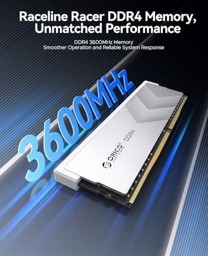 ORICO Raceline Racer DDR4 RAM 32GB Kit (2x16GB) 3600MHz CL18, XMP 2.0 Overclocking for Intel, AMD Compatible, 1.35V UDIMM Gaming Desktop Memory – Silver