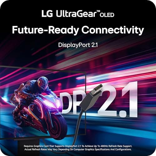 LG 27GX790A-B 27-inch Ultragear OLED Gaming Monitor QHD 1440p 480Hz, 0.03ms, DisplayPort 2.1, True Black 400, NVIDIA G-Sync, AMD FreeSync Premium Pro, HDMI, USB, Tilt/Height/Swivel/Pivot Stand, Black