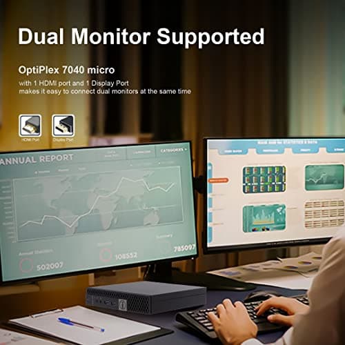 Dell Mini PC OptiPlex 7040 Desktop Computers with Dual 24 inch KOORUI Monitor,Micro PC, Intel i7-6700T 32GB Ram 1TB M.2 NVMe SSD,AX210 Built-in WiFi 6e & Bluetooth 5.2, HDMI, Windows 11 Pro (Renewed)