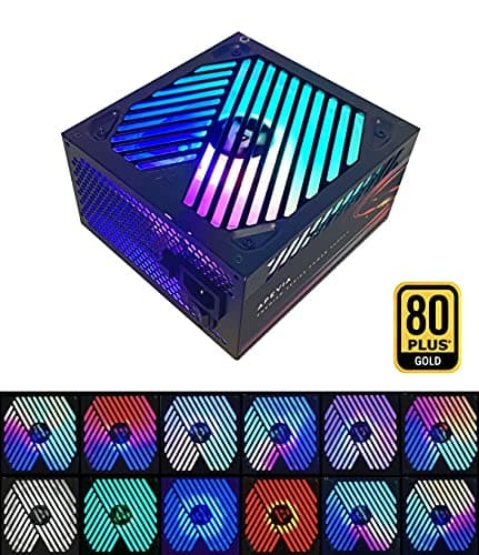 Apevia ATX-PM650W Premier 650W 80+ Gold Certified Active PFC ATX Semi-Modular Gaming Power Supply with 366 RGB Light Modes
