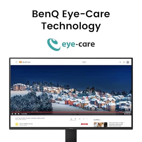BenQ GW2791 27” 1080p FHD 100Hz IPS Eye-Care Monitor, HDMI, DisplayPort, 1080x1920, Ultra Slim Bezel, TUV-Certified, Flicker-free, Low Blue Light Plus, Eye-CareU