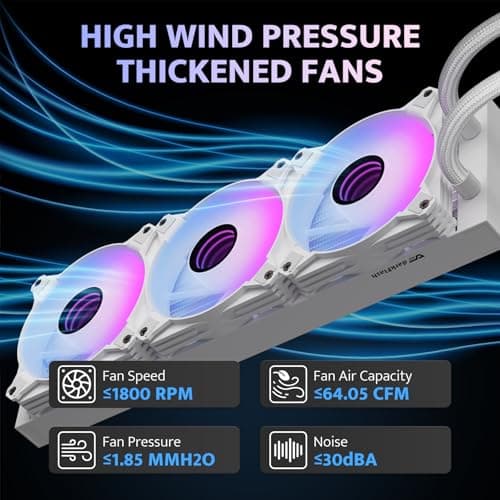 darkFlash DV360S All-in-one Liquid CPU Cooler, 3.2” LCD Screen with 320 * 320 Resolution, ARGB Sync, PWM Fans 360mm Radiator, CPU PC Aio Cooler Compatible with Intel 1851/1700, AMD AM4/AM5 (White)