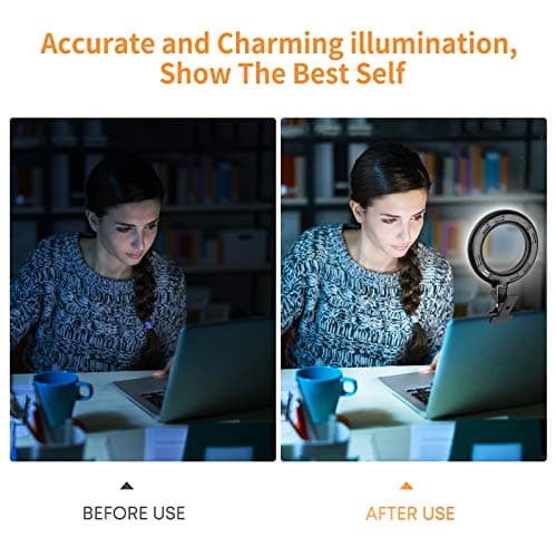Video Conference Lighting Kit, Ring Light Clip on Laptop Monitor with 5 Dimmable Color & 5 Brightness Level for Webcam Lighting/Zoom Lighting/Remote Working/Self Broadcasting and Live Streaming, etc.