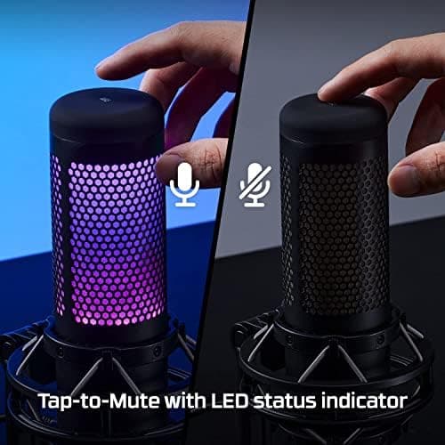 HyperX QuadCast S – RGB USB Condenser Microphone for PC, PS4, PS5 and Mac, Anti-Vibration Shock Mount, 4 Polar Patterns, Pop Filter, Gain Control, Gaming, Streaming, Podcasts, Twitch, YouTube, Discord