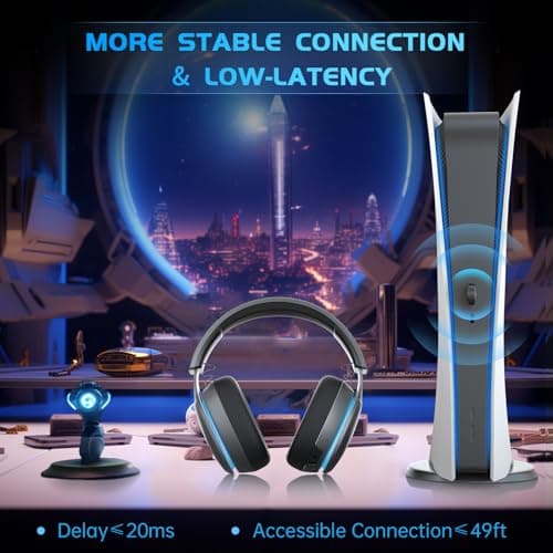 2.4GHz Wireless Gaming Headset for PS5, PS4 Fortnite & Call of Duty/FPS Gamers, PC, Nintendo Switch, 7.1 Surround Sound, Bluetooth 5.3 Gaming Headphones with ENC Mic, 40+Hr Battery - Space Gray