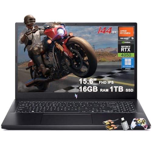 acer Nitro V 15 Gaming Laptop 15.6" FHD IPS 144Hz AMD 6-core Ryzen 5 7535HS 16GB DDR5 1TB SSD GeForce RTX 4050 Backlit USB-C Win11Pro w/ICP Accessory