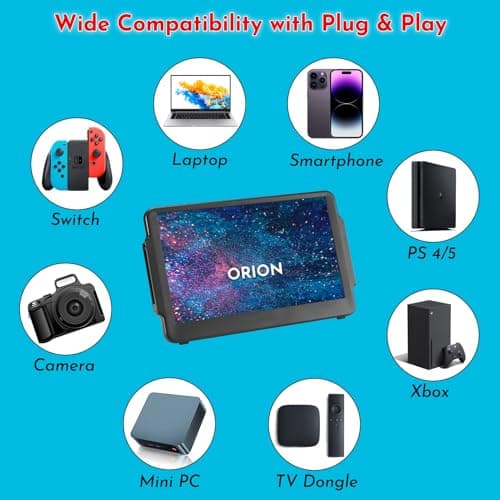 Orion by Up-Switch fully integrated Nintendo Switch portable HD 11.6 inch IPS Monitor, with USB Type-C and HDMI in for PS5, XBOX, Laptop, Smartphone