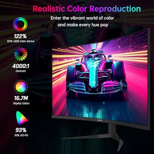 32 Inch 240Hz Curved Gaming Monitor, 2K 1440P Computer PC Monitor with 1000R 1ms Frameless, Adaptive Sync,122% sRGB, HDMI, DisplayPort, Tilt Adjustable, H32S25E