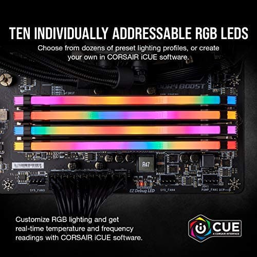 CORSAIR VENGEANCE RGB PRO DDR4 RAM 16GB (2x8GB) 3200MHz CL16-18-18-36 1.35V Intel AMD Desktop Computer Memory - Black (CMW16GX4M2C3200C16)