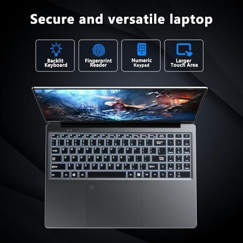 Gaming Laptop, 16 Inch FHD Display (1920 x 1200), N95 Laptop Computer（up to 3.4GHz, 8GB RAM 256GB SSD, Supports 180 Angle Opening, Bluetooth, Backlit Keyboard, Windows 11 Pro