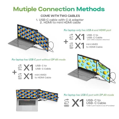 Mobile Pixels 2025 Duex Max DS 14.1'' FHD 1080p Laptop Screen Extender, USB Type-C/HDMI Ports, Portable Monitor for 14'' to 17 Inch Laptops, Compatible with macOS/Windows/Apple/Android/Switch(Black)