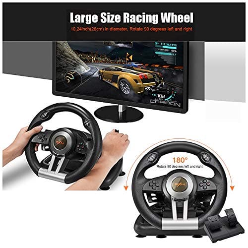 PXN PC Racing Steering Wheel, V3II USB Car Driving Simulator Race Gaming Steering Wheel with Pedals for Windows PC, PS3, PS4, Nintendo Switch, Xbox One, Xbox Series X/S