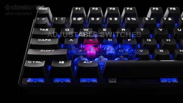 SteelSeries Apex Pro TKL Gen 3 OmniPoint 3.0 HyperMagnetic Switches — Adjustable Actuation — Rapid Trigger — Game-Ready Presets — Protection Mode — Rapid Tap/SOCD — OLED — RGB — PBT Keycaps — USB-C