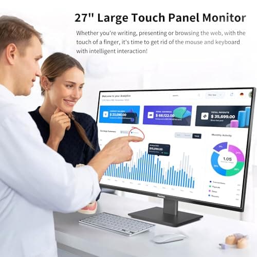 Touchscreen Monitor 27 Inch 2K 100Hz Gaming Monitor, QHD 2560x1440 IPS PC Monitor, 10-Point Multi Touch Screen Computer Monitor, USBC HDMI VGA Ports, Built-in Speakers
