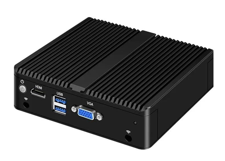 Fanless Mini PC N4000 with 4*i226 2.5G LAN, 2*USB3.0,HDMI,1*VGA,Mini Desktop Computer Support Dual Band WiFi for Industry Business,NO RAM NO SSD (NO RAM NO SSD)