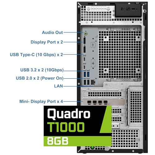 Dell Precision 3660 Tower Computer, Intel i7-13700 16-Core, 64GB RAM, 2TB NVMe SSD, Nvidia Quadro T1000 8GB DDR6, Mini-Display Port, AC Wi-Fi, Bluetooth - Windows 11 Pro, Black Desktop
