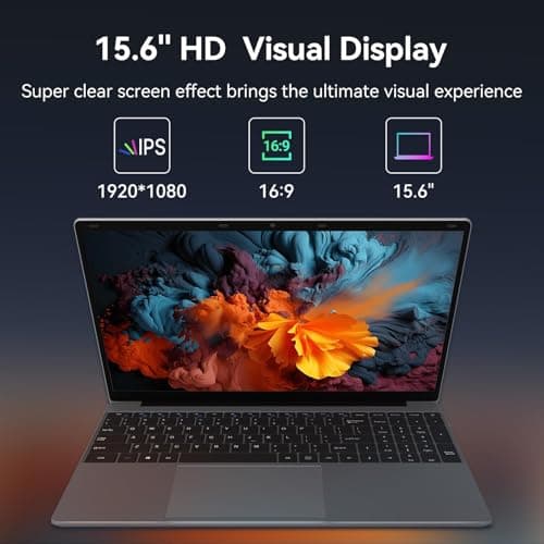 Laptop Computer 15.6'' HD Display, Intel UHD Graphics, Intel Celeron N5095 4-Core Processor, 12GB RAM, 512GB SSD up to Expandable 1TB, WiFi, 180°Open Angle, Windows 11 Laptop, Gray