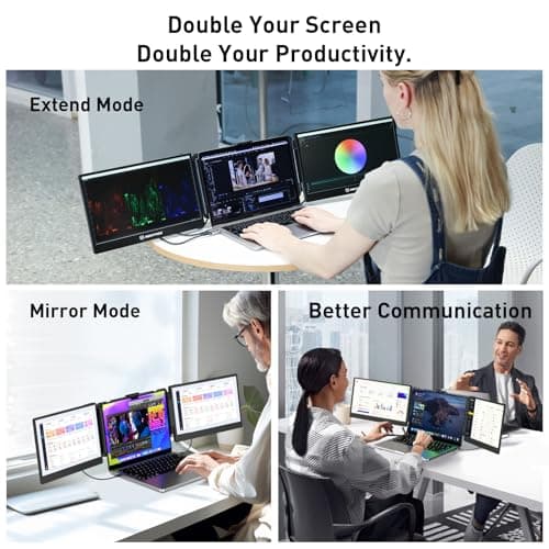 Laptop Screen Extender – 14" Portable Monitor for Laptop, Full HD 1080P IPS Display, USB-C & HDMI, Dual Speakers, 72% Color Gamut, for Work, Travel, Gaming