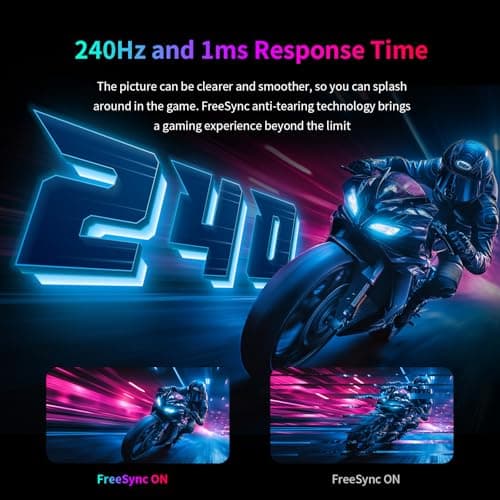 27 Inch Gaming Monitor 240Hz 1440P QHD Computer Monitor, FreeSync G-Sync Compatible, 1ms 2K Gamer Monitor with HDR, 130% sRGB, HDMI DisplayPort, Tilt Adjustable, Eye Care,H27E22S