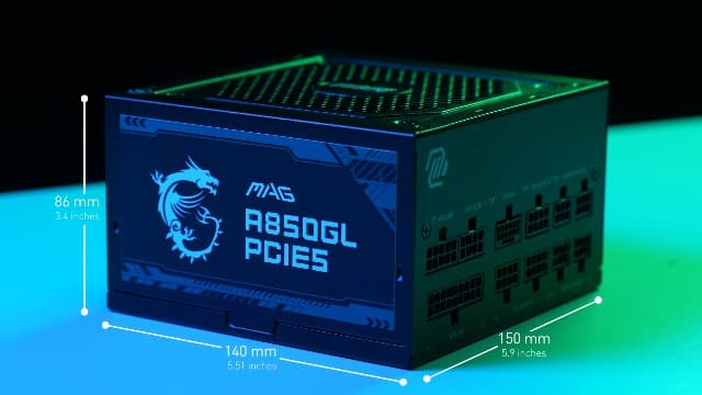 MSI MAG A850GL PCIE 5.1 & ATX 3.1 Gaming Power Supply - Full Modular - 80 Plus Gold Certified 850W - Compact Size - ATX PSU - 10 Year Warranty