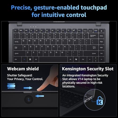 Laptop with MS Office Pro Plus 2024, 14 inch HD Display Laptop Computer, Quad-Core N5095 Up to 2.9 GHz, 8GB RAM 128GB SSD Laptops, 2.4G/5G WiFi, BT 5.0, USB 3.0, Webcam, Long Battery Life
