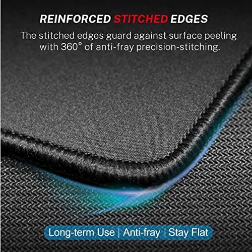 MROCO Mouse Pad [30% Larger] with Stitched Edges, 3 Pack Premium-Textured & Waterproof Mousepad Bulk with Non-Slip Rubber Base for Computers, Laptop, PC, Office & Home, 8.5 x 11 x 0.12 in, Black